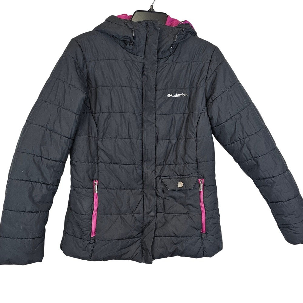 Columbia Women's Black Puffer Jacket with Pink Trim